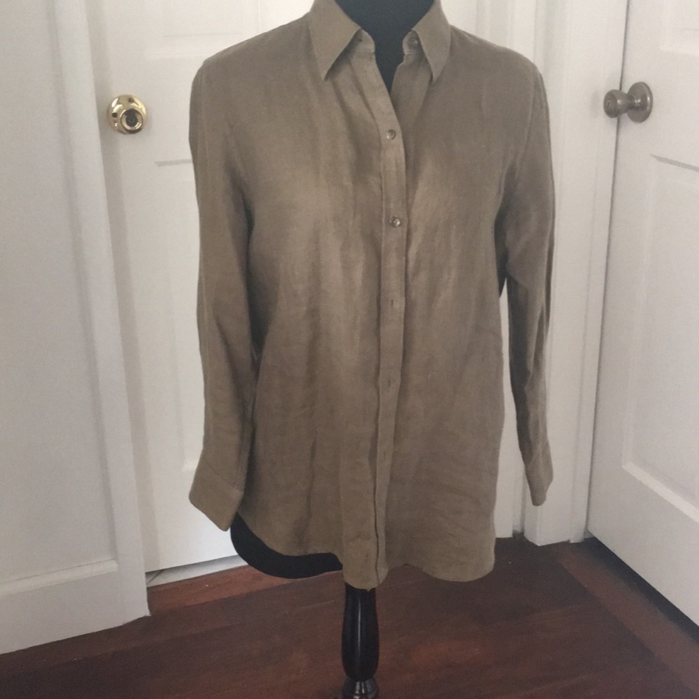Ralph Lauren 100% linen 3/4 sleeve fitted shirt